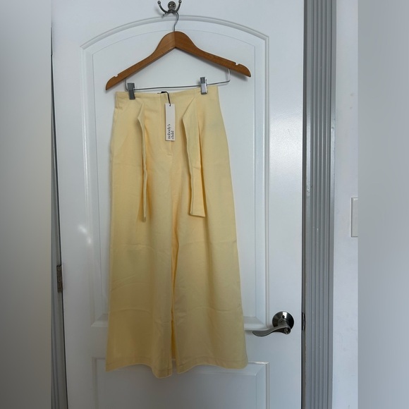 Nobody’s Child Tie Front Wide Leg Trouser in Butter Yellow Lemon size 2 NWT - Picture 2 of 11